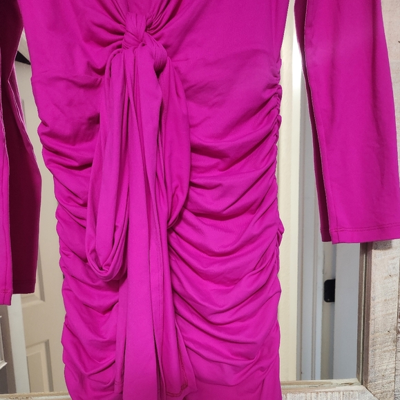 Susana Monaco Tie Gathered Long Sleeve Dress - Picture 6 of 8